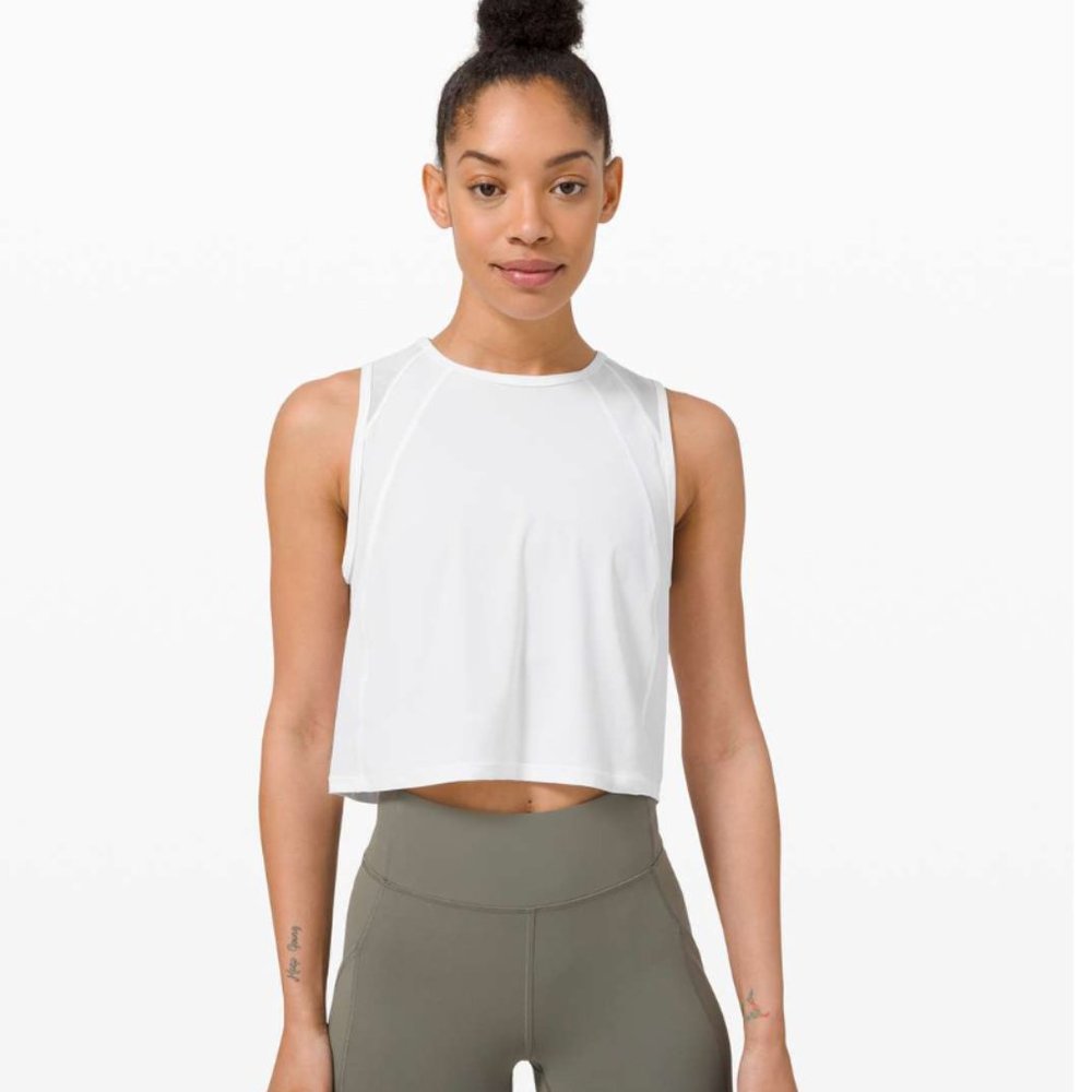 LULULEMON Sculpt Tank Cropped in White (size 4)